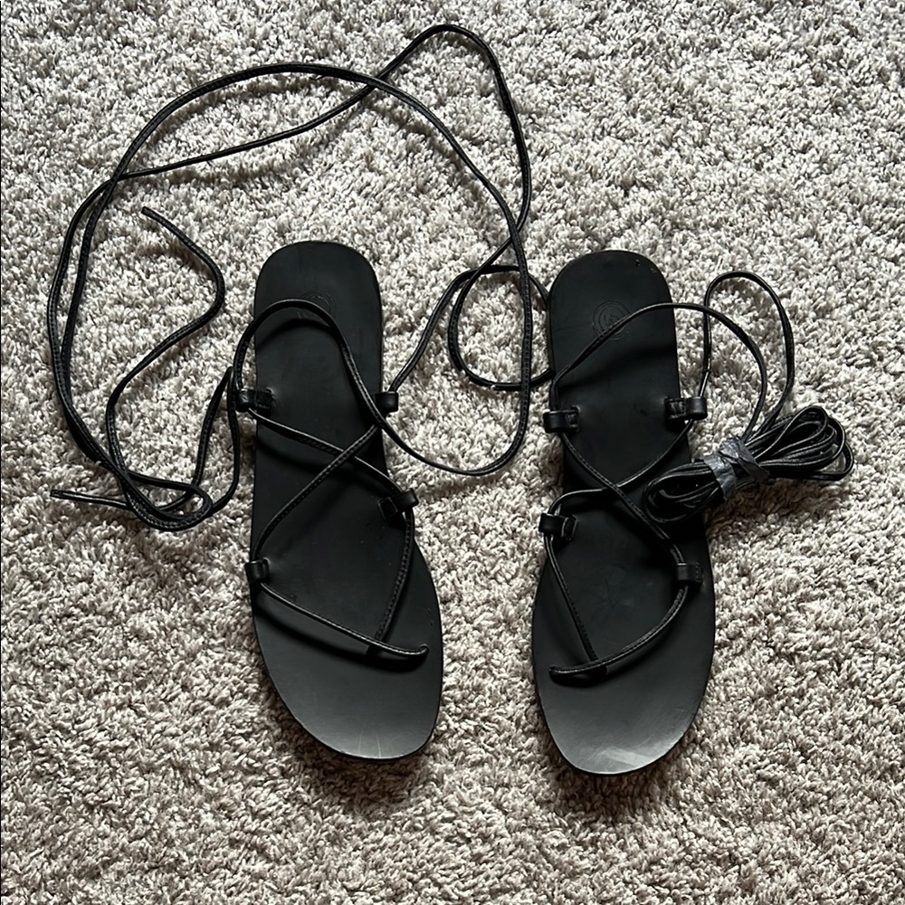 Urban Outfitters Black Wrap Sandals
